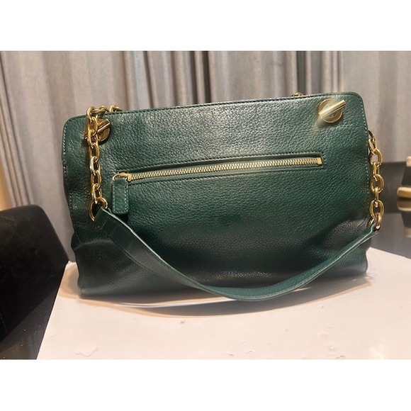 Tory Burch Hunter Green Calf Hair Priscilla Shoulder Bag Gold Hardware Old Money - Picture 5 of 11